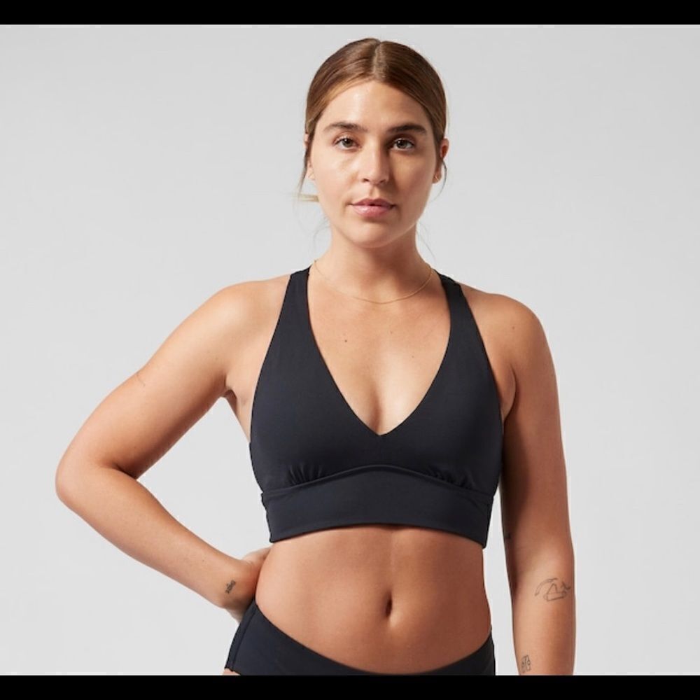 NWT Athleta Plunge Bikini Top Medium D-DD Cups. Black
